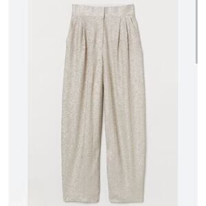 H&M Matte Sequin Beige Champaign Paper Bag Pants Sz. 6.
